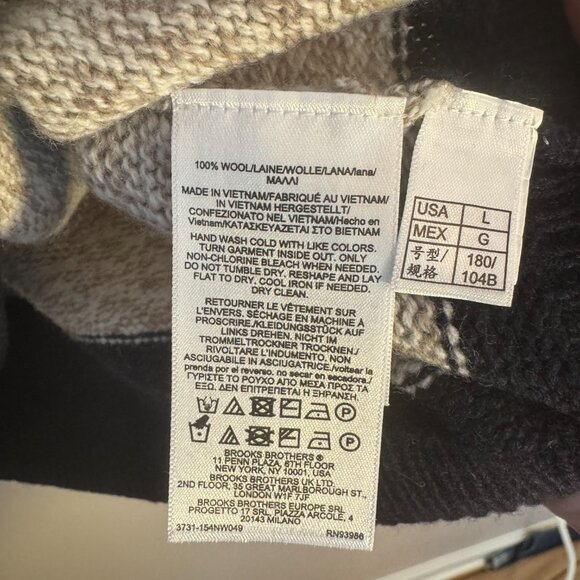 Brooks Brothers Navy Textured Striped Fine Wool Half-Zip Sweater Size L - Picture 4 of 6